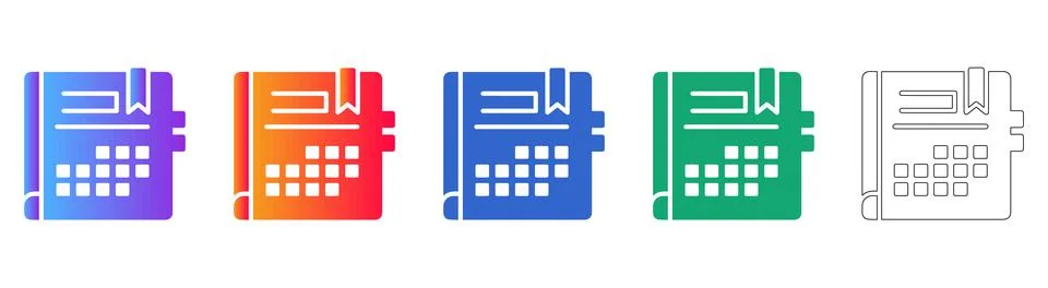 Organized Planner Notebook with Tabs and Calendar Graphic Illustrazione stock