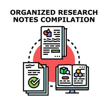 Organized research notes compilation concept illustration 스톡 일러스트