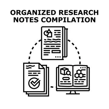 Organized research notes compilation concept illustration 스톡 일러스트