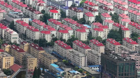 Organized rows of a housing complex in the Pudong , Shanghai, China Stock Footage 40544948