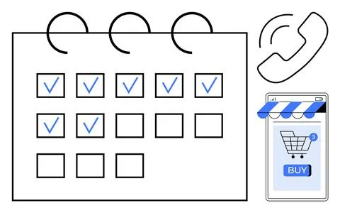 Organized Schedule with E-commerce and Communication Elements Stock Illustration
