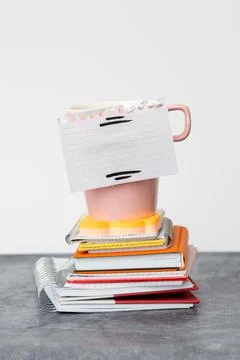 Organized Stack Note Pad, Bundle Notebooks, Neat Pile Documents, Pleasant Stock Photos