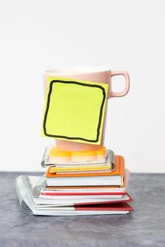 Organized Stack Note Pad, Bundle Notebooks, Neat Pile Documents, Pleasant Foto stock