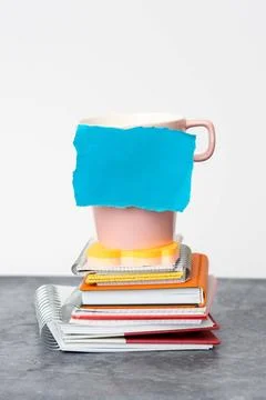 Organized Stack Note Pad, Bundle Notebooks, Neat Pile Documents, Pleasant ... Stock Photos