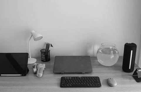 Organized Workspace of a Computer Science Engineering Student Stock Photos