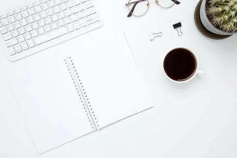 Organized workspace desk setup supporting productive daily work routine Stock Photos