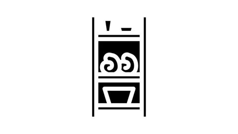 Organizer bathroom interior glyph icon animation Stock Footage 326746084