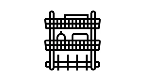 Organizer bathroom interior line icon animation Stock Footage 326136088