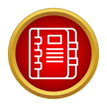 Organizer notebook icon in red circle with gold border Illustrazione stock