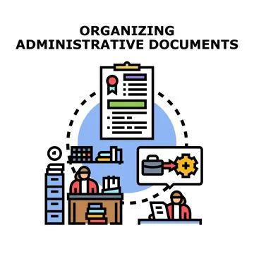 Organizing administrative documents for efficient management process 库存插图