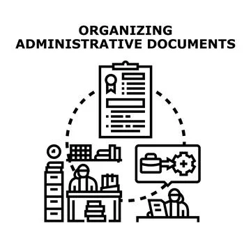 Organizing administrative documents for efficient management process Stock Illustration