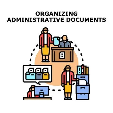 Organizing administrative documents for workflow management Stock Illustration