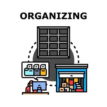Organizing and managing inventory system logistics 스톡 일러스트