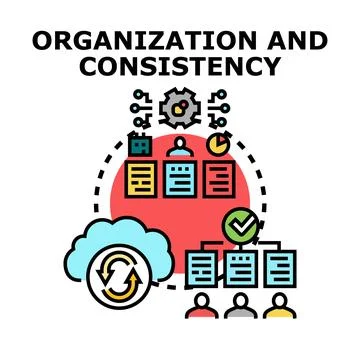 Organizing business process with team and data consistency Stock Illustration