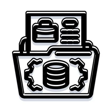 Organizing digital data and information management system Illustrazione stock