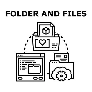 Organizing digital folder and files data management concept Illustrazione stock