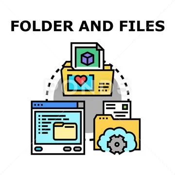 Organizing digital folder and files data management concept Illustrazione stock