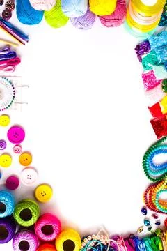 Organizing DIY craft elements top view frame Organizing DIY craft elements... 写真素材