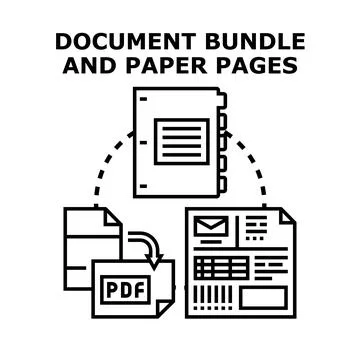 Organizing document bundle and digital paper pages Stock Illustration
