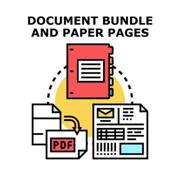 Organizing document bundle and digital paper pages Stock Illustration
