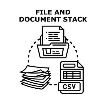Organizing document file stack with digital and paper data イラスト素材