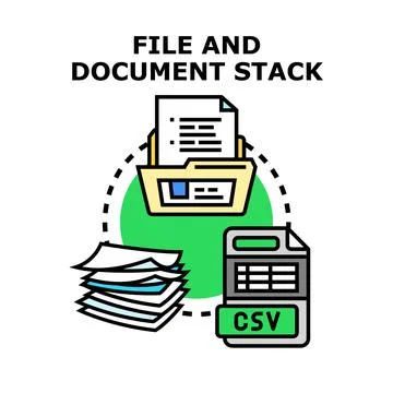 Organizing document file stack with digital and paper data Stockillustratie
