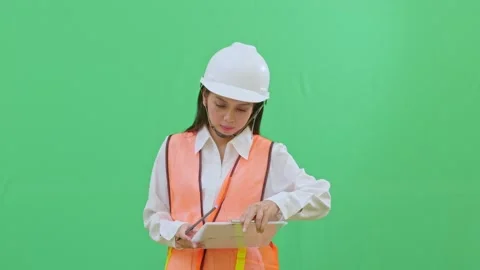 Organizing Documents Clipping New Paper to Clipboard Green Screen Stock-Footage 331630349