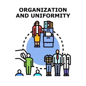 Organizing employees and implementing uniformity through administration proce Stock Illustration