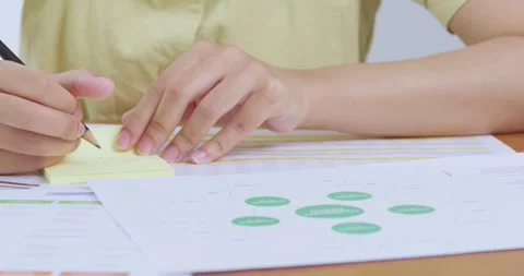 Organizing ideas with sticky notes home office creative process bright Stock Footage 312879675