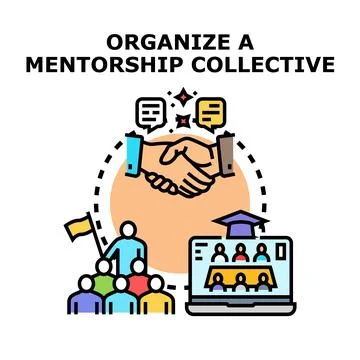 Organizing a mentorship collective program for online education 스톡 일러스트