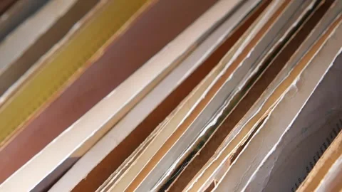 Organizing old papers and documents in a box Stock Footage 333605311