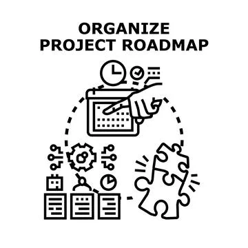 Organizing project roadmap for business development strategy イラスト素材