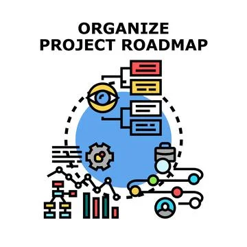 Organizing project roadmap with planning and strategy Stock Illustration