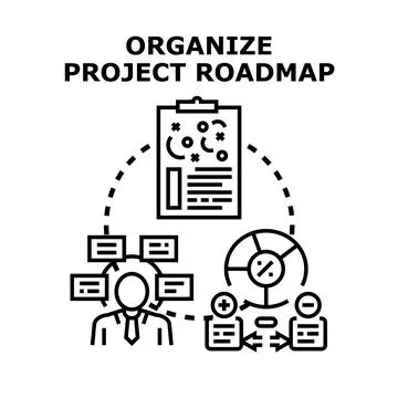 Organizing project roadmap with team management strategy icon Stock-Illustration