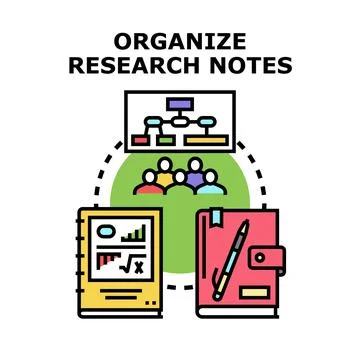 Organizing research notes for effective study and analysis Stock Illustration