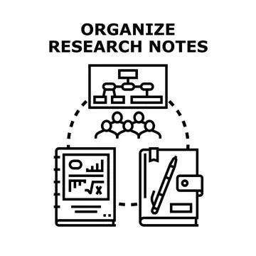 Organizing research notes for effective study and analysis Stock Illustration