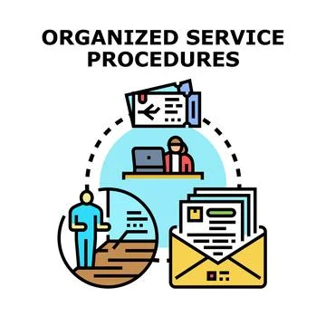 Organizing service procedures for efficient workflow implementation Illustrazione stock