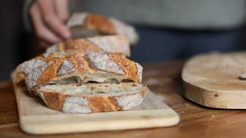 Organizing Slices Of Bread Stock Footage 128676846