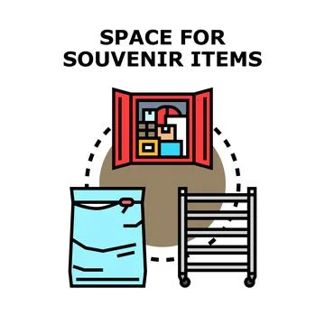 Organizing space for souvenir items and travel luggage Stock Illustration