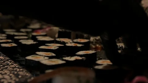 Organizing Sushi close up on tray Stock Footage 106055792