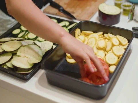 Organizing vegetables in slow motion  Stock Footage 80544779