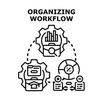 Organizing workflow process for business management efficiency イラスト素材