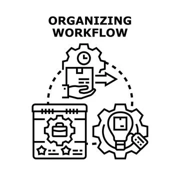 Organizing workflow process, managing business tasks for efficient operation Stock Illustration