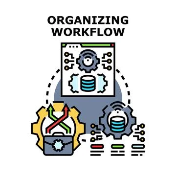 Organizing workflow process optimization and management system Stockillustratie