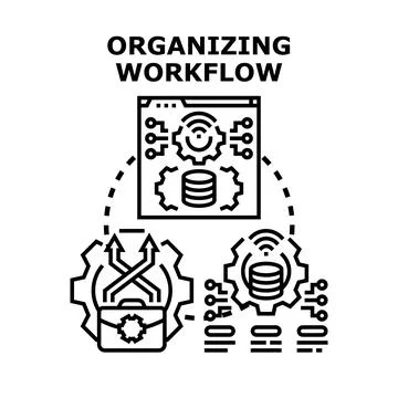 Organizing workflow process optimization and management system Stockillustratie