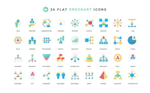Orgchart, structure and hierarchy of corporate company, organogram color icon 库存插图