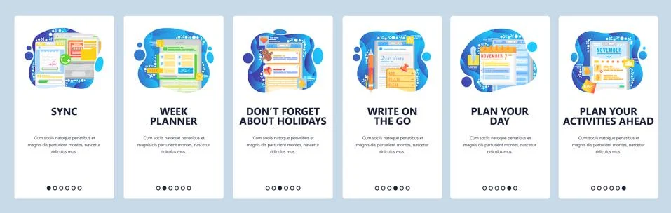 Orginizer and task management app. Planner, note taking, to do list manager Stock Illustration