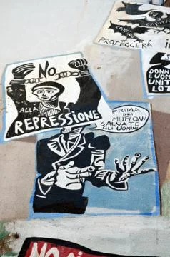 ORGOSOLO ITALY 4 October 2015 Murales in Orgosolo Italy Since about 1969 the  Stock Photos