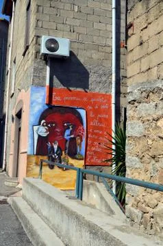 ORGOSOLO ITALY 4 October 2015 Murales in Orgosolo Italy Since about 1969 the  Stock Photos