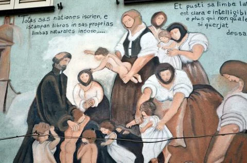ORGOSOLO ITALY 4 October 2015 Murales in Orgosolo Italy Since about 1969 the  Stock Photos